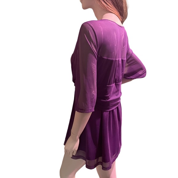 KIYONNA PLUS SIZE 3 PURPLE/MAUVE TOP W/ sheer accents & 3/4 length sleeves - Picture 9 of 13